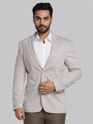 PARK AVENUE Self Design Single Breasted Formal Men Blazer(Beige)