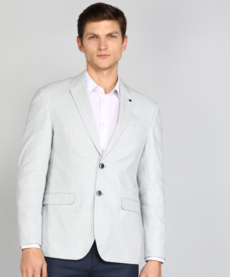 VAN HEUSEN Self Design Single Breasted Formal Men Blazer(Grey)