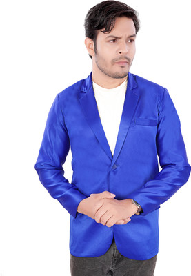 Click One Solid Single Breasted Casual Men Blazer(Blue)