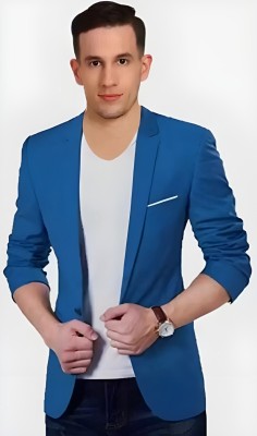 Darbar In Solid Single Breasted Casual, Formal, Festive & Wedding, Party Men Blazer(Blue)