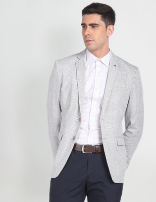 ARROW Solid Single Breasted Formal Men Blazer(Grey)