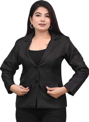 SARTHAKHUB Solid Single Breasted Casual, Formal Women Blazer(Black)