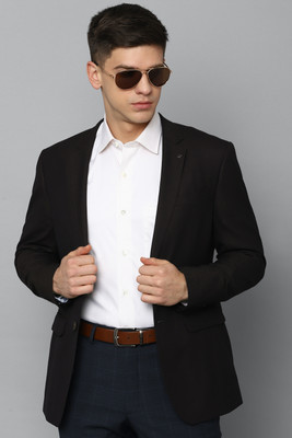 LOUIS PHILIPPE Solid Single Breasted Formal Men Blazer(Black)