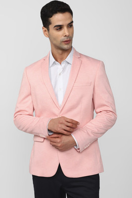 PETER ENGLAND Solid Single Breasted Formal Men Blazer(Pink)
