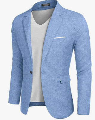 FARHAN INDUSTRY Printed Single Breasted Wedding Men & Women Blazer(Blue)