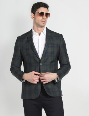 ARROW Checkered Single Breasted Formal Men Blazer(Green)