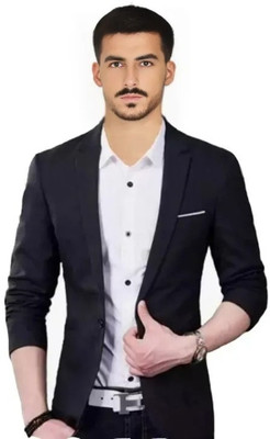 Fijuca Fashion Solid Single Breasted Casual, Formal, Party, Festive & Wedding Men Blazer(Black)