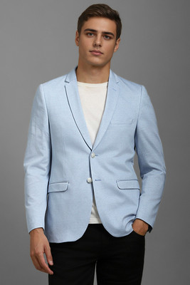 LOUIS PHILIPPE Self Design Single Breasted Casual Men Blazer(Light Blue)
