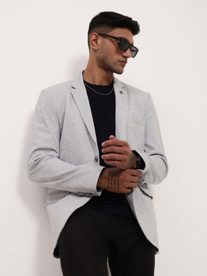 SHOWOFFFF Solid Single Breasted Casual Men Blazer(Grey)