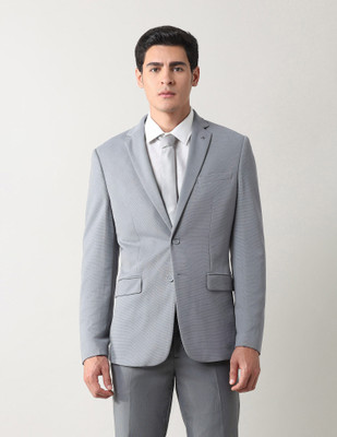 ARROW Printed Single Breasted Formal Men Blazer(Grey)