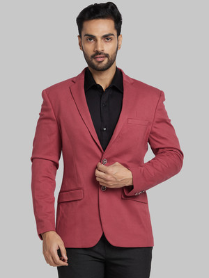 PARK AVENUE Solid Single Breasted Formal Men Blazer(Red)