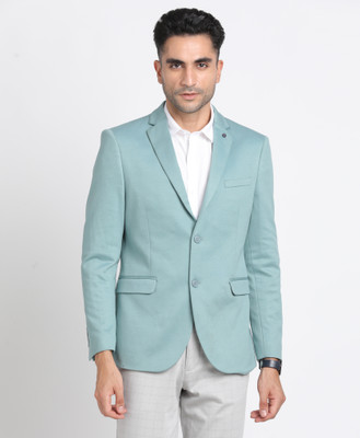 TURTLE Self Design Single Breasted Casual Men Blazer(Green)