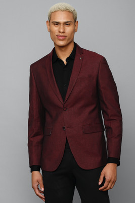 Allen Solly Self Design Single Breasted Casual Men Blazer(Maroon)