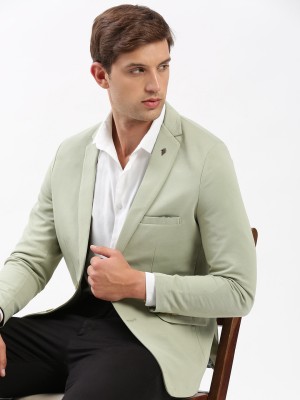 Showoff Solid Single Breasted Casual Men Blazer(Green)