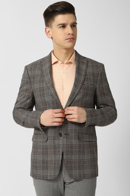 PETER ENGLAND Checkered Single Breasted Formal Men Blazer(Multicolor)