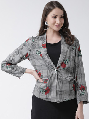 KASSUALLY Checkered, Printed Single Breasted Casual Women Blazer(Multicolor)