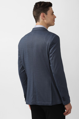 PETER ENGLAND Self Design Single Breasted Casual Men Blazer(Blue)