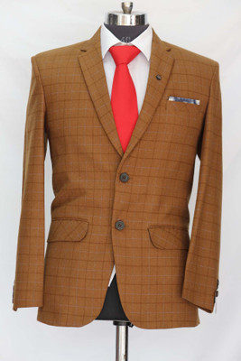 gargian master cut Striped Single Breasted Formal, Party Men Blazer(Brown)