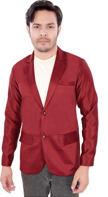 Abc Garments Solid Single Breasted Casual Men Blazer(Maroon)