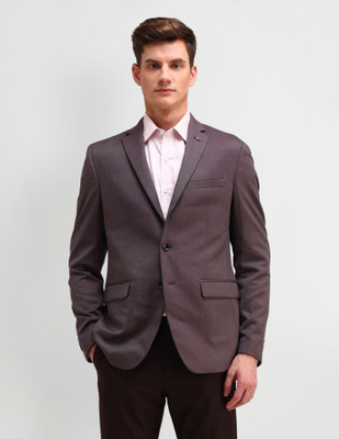 ARROW Solid Single Breasted Formal Men Blazer(Red)
