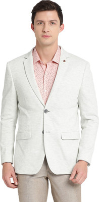TURTLE Solid Double Breasted Festive & Wedding Men Blazer(Grey)