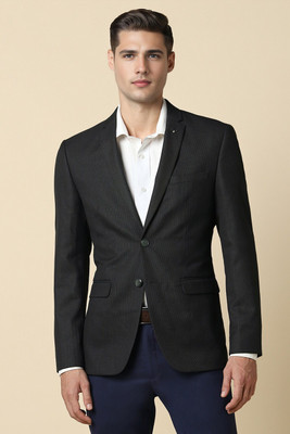 Allen Solly Self Design Single Breasted Formal Men Blazer(Black)