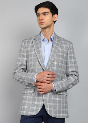 Raymond Checkered Single Breasted Formal Men Blazer(Grey)