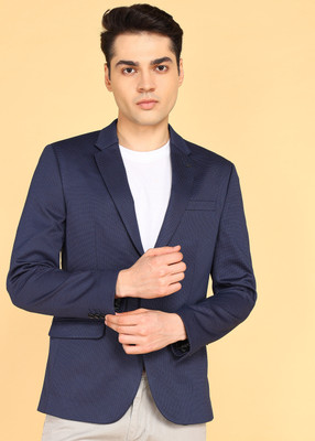 KILLER Solid Single Breasted Casual Men Blazer(Dark Blue)