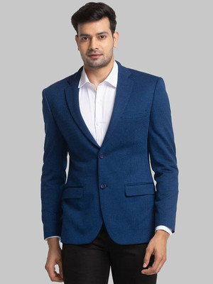 PARK AVENUE Solid Single Breasted Casual Men Blazer(Blue)