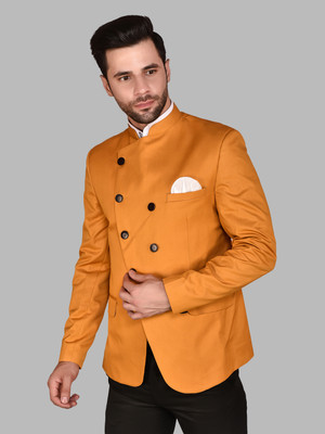 METRONAUT Solid Single Breasted Casual Men Blazer(Orange)