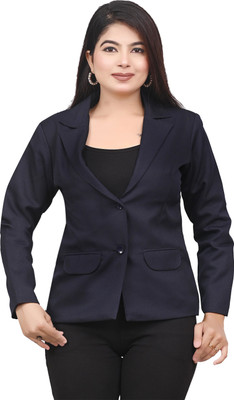 TrendArc Self Design Single Breasted Casual, Formal, Party Women Blazer(Dark Blue)
