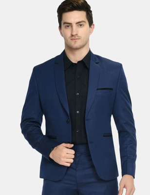 FIVEFEB Solid Single Breasted Formal, Party, Wedding Men Blazer(Blue)