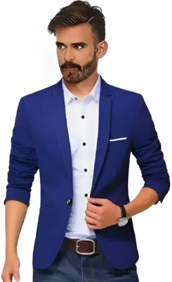Darbar In Solid Single Breasted Casual, Formal, Festive & Wedding Men Blazer(Blue)