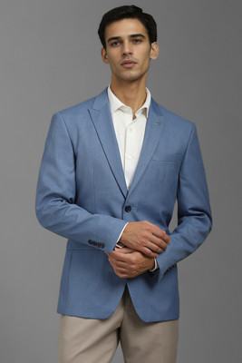 LOUIS PHILIPPE Solid Single Breasted Formal Men Blazer(Blue)