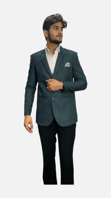 gargian master cut Checkered Single Breasted Formal Men Blazer(Green)