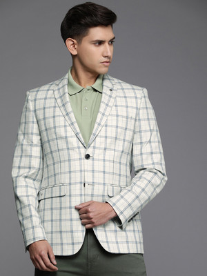 LOUIS PHILIPPE Checkered Single Breasted Casual Men Blazer(Grey)