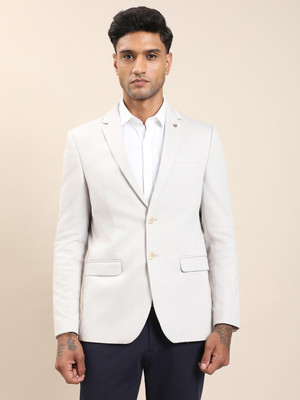 TURTLE Solid Single Breasted Casual Men Blazer(Beige)
