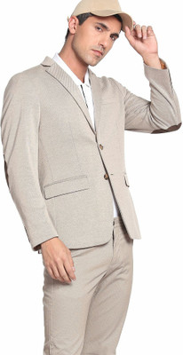 ARROW Solid Single Breasted Formal Men Blazer(Brown)