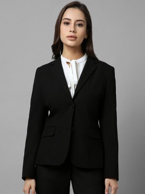 PP TRENDS Solid Single Breasted Formal Women Blazer(Black)