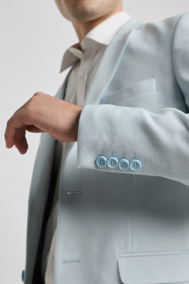 PETER ENGLAND Solid Single Breasted Casual Men Blazer(Light Blue)