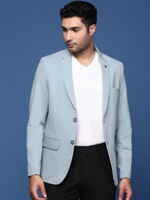 SHOWOFFFF Solid Single Breasted Formal Men Blazer(Blue)