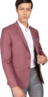 AD by Arvind Solid Single Breasted Formal Men Blazer(Red)