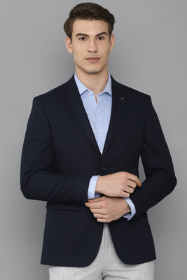 LOUIS PHILIPPE Solid Single Breasted Formal Men Blazer(Dark Blue)