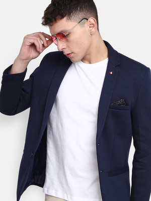 V-MART Solid Single Breasted Casual Men Blazer(Blue, Blue)