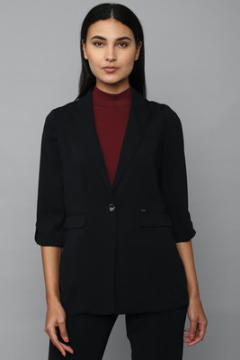 Allen Solly Solid Single Breasted Casual Women Blazer(Black)