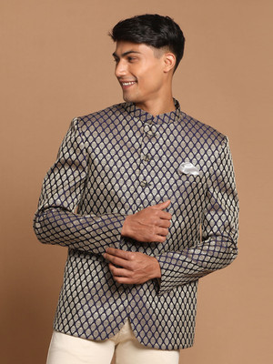 VASTRAMAY Woven Mandarin Festive Men Blazer(Multicolor)