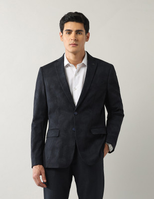ARROW Solid Single Breasted Formal Men Blazer(Blue)