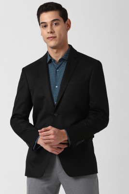 PETER ENGLAND Solid Single Breasted Formal Men Blazer(Black)