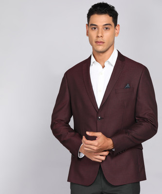 V DOT BY VAN HEUSEN Self Design Single Breasted Formal Men Blazer(Red)