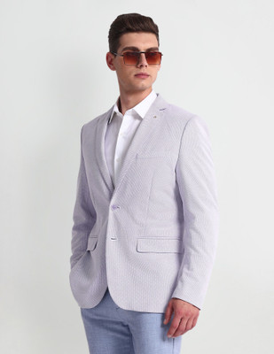 ARROW Solid Single Breasted Formal Men Blazer(Purple)